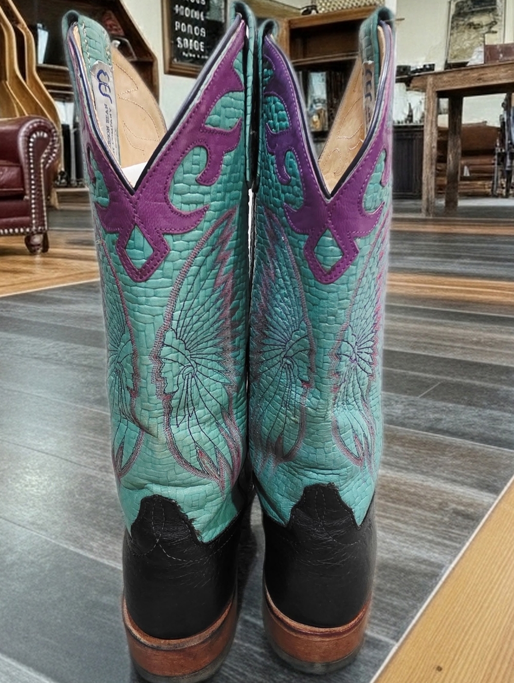 730. Anderson Bean S2229A Turquoise & Purple Cowgirl Boots - Women's 7.5 - Picture 4 of 11
